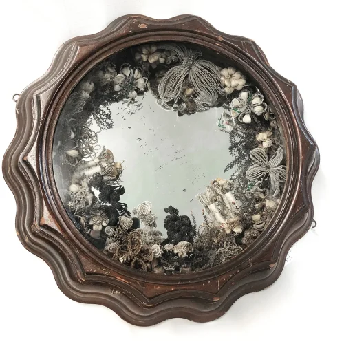 Outstanding Victorian Memento Mori Human Hair Wreath