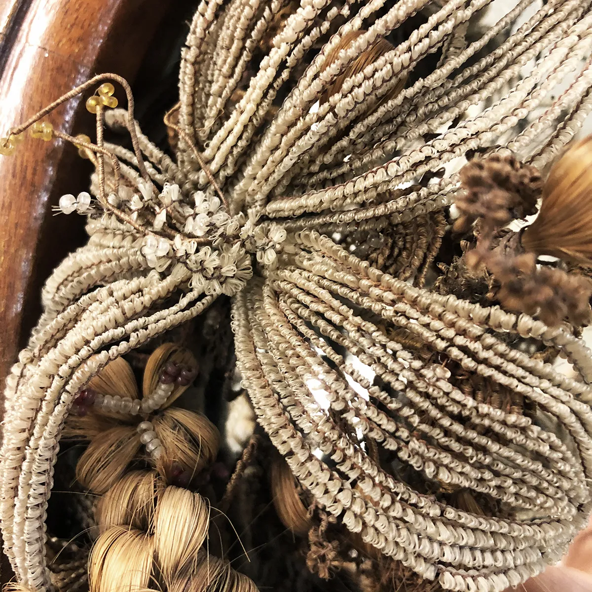 Outstanding Victorian Memento Mori Human Hair Wreath