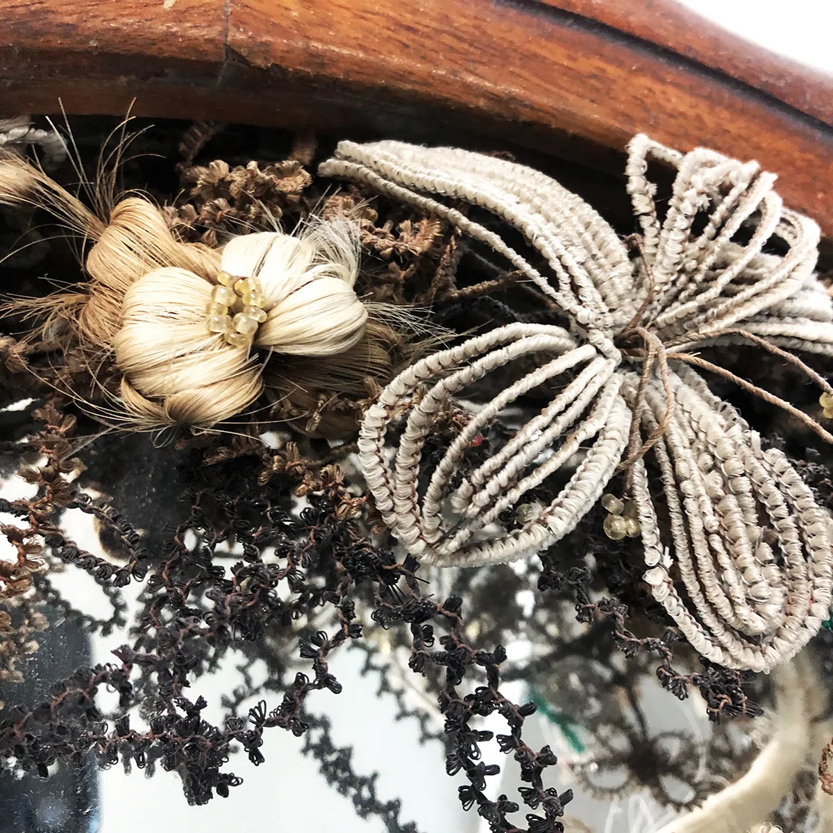 Outstanding Victorian Memento Mori Human Hair Wreath