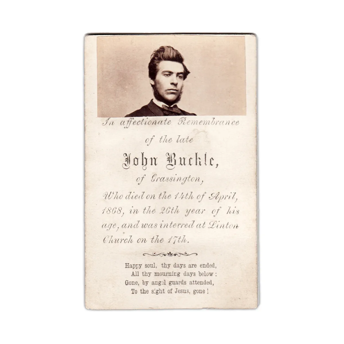 MA1361 1868 Memento Mori CDV photograph of John Buckle