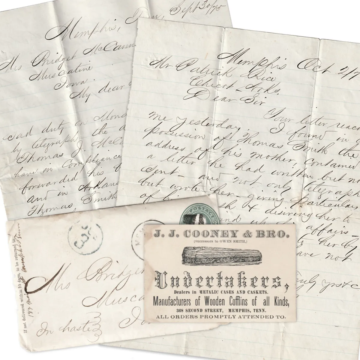 Outstanding Undertaker Ephemera Lot  Correspondence and Business Card