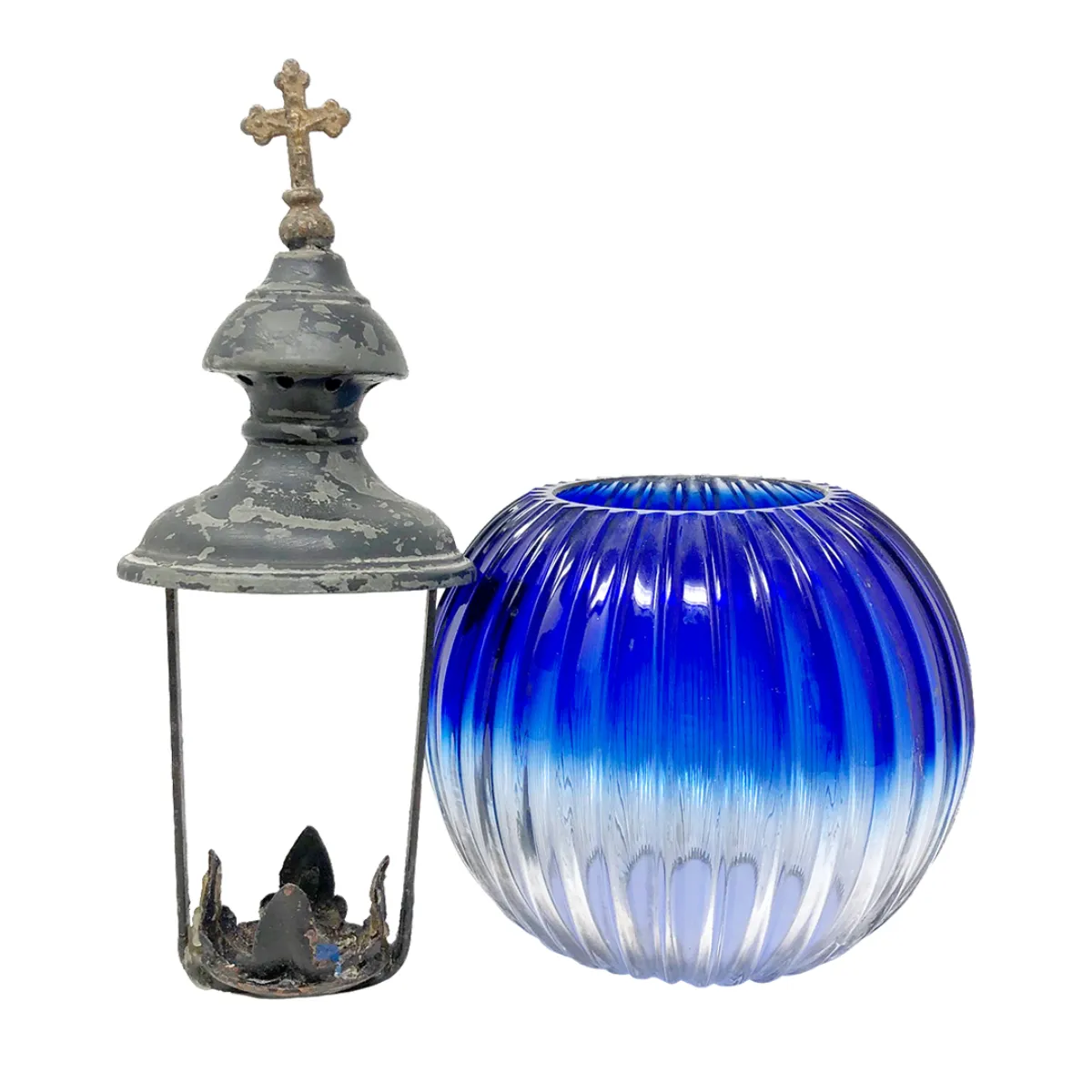 MA1382 Cobalt Flash 19th Century Funeral Globe