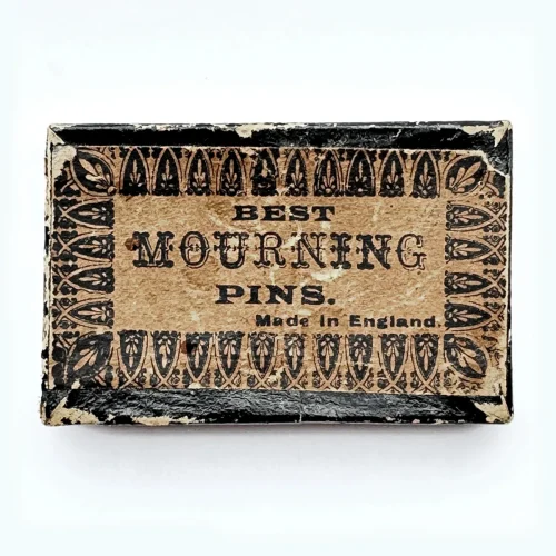 19th Century Victorian Box of BEST MOURNING PINS