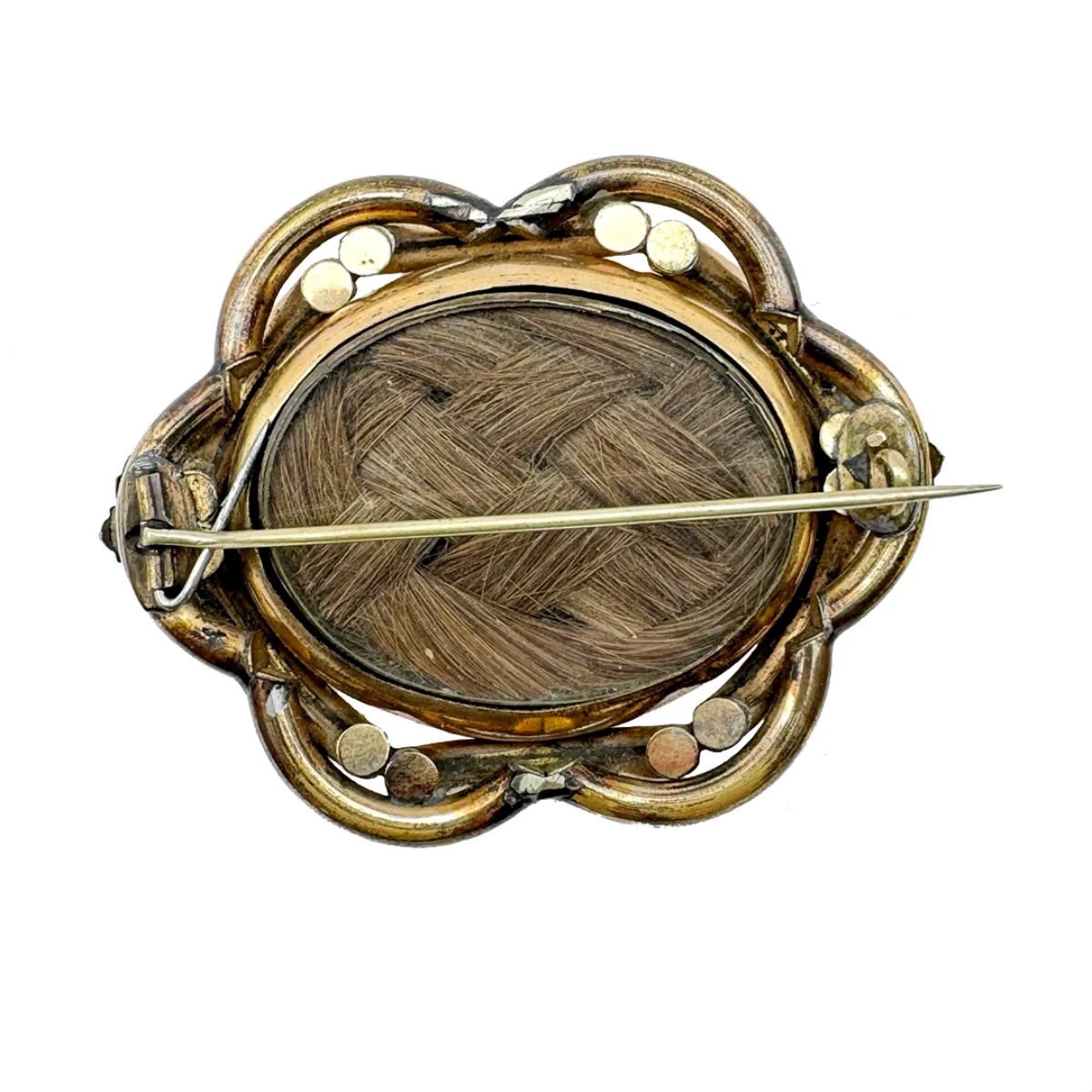 19th Century Reversible Mourning Brooch Victorian Hair Art