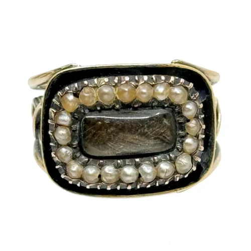 Gorgeous 1816 Memento Mori Victorian Memorial Hair Ring