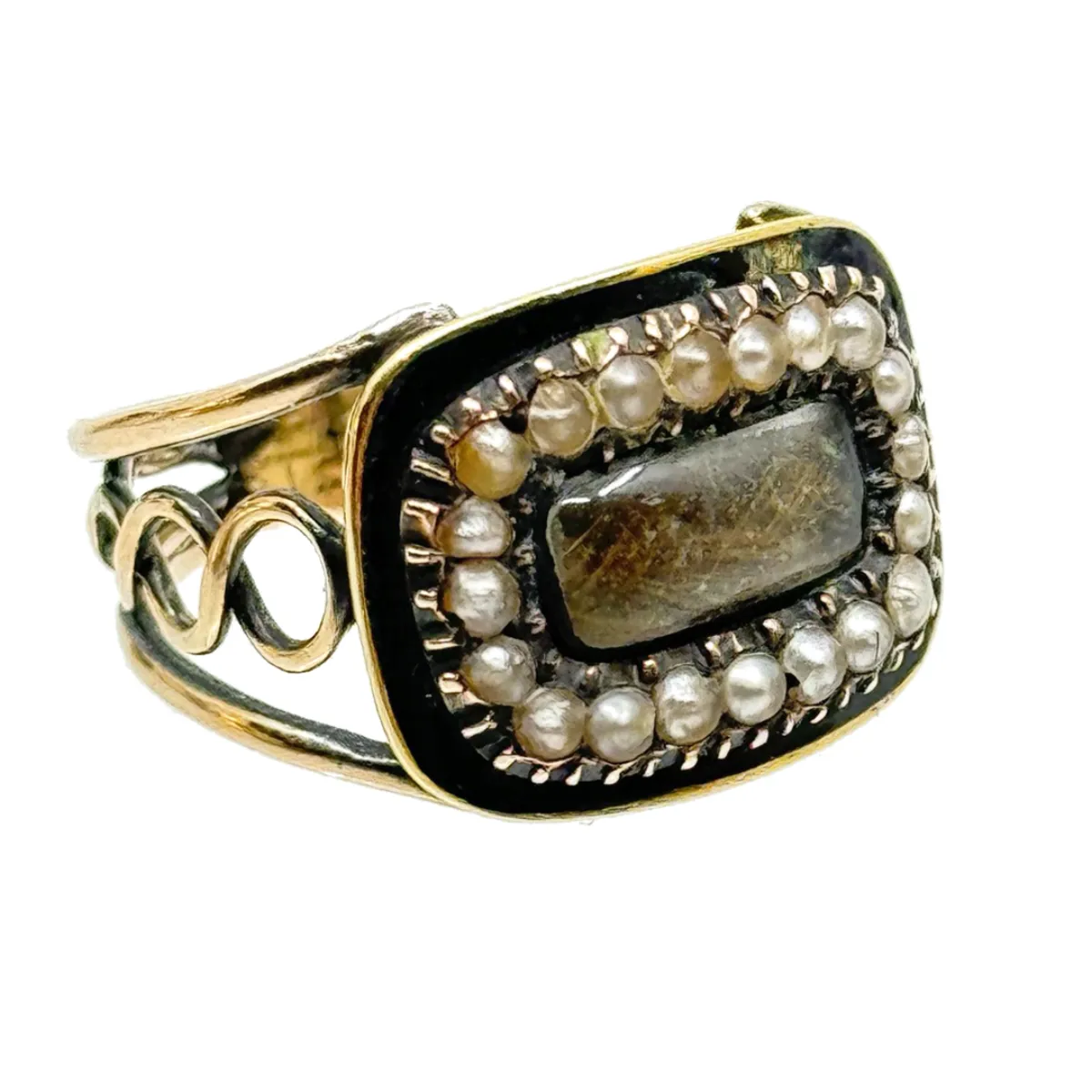 Gorgeous 1816 Memento Mori Victorian Memorial Hair Ring