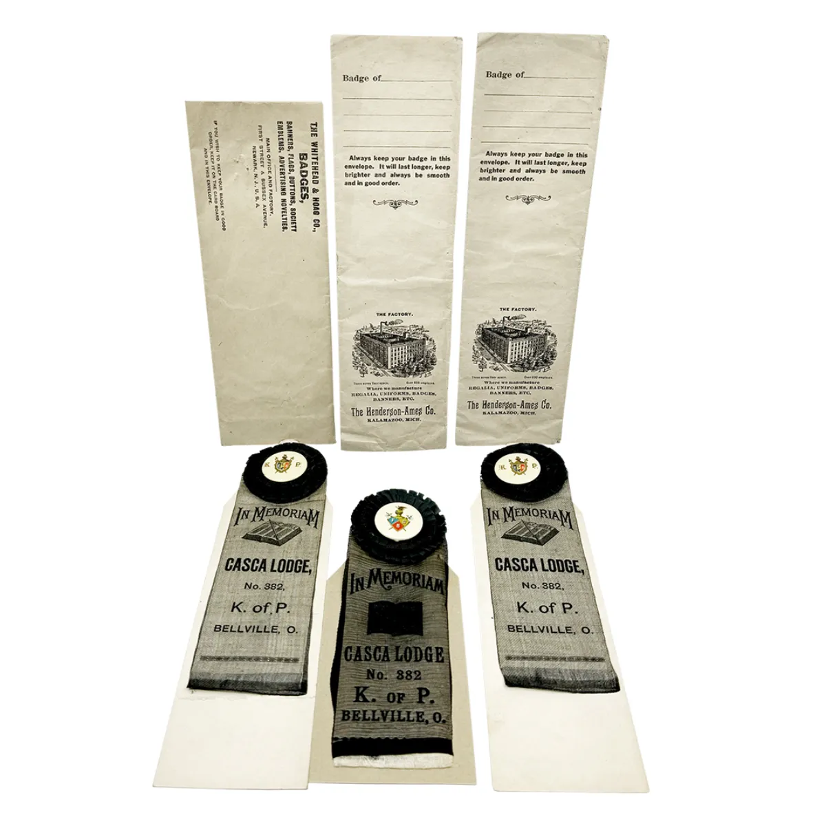MA1541 Collection of Three Casca Lodge Fraternal Memorial Ribbons Bellville Ontario