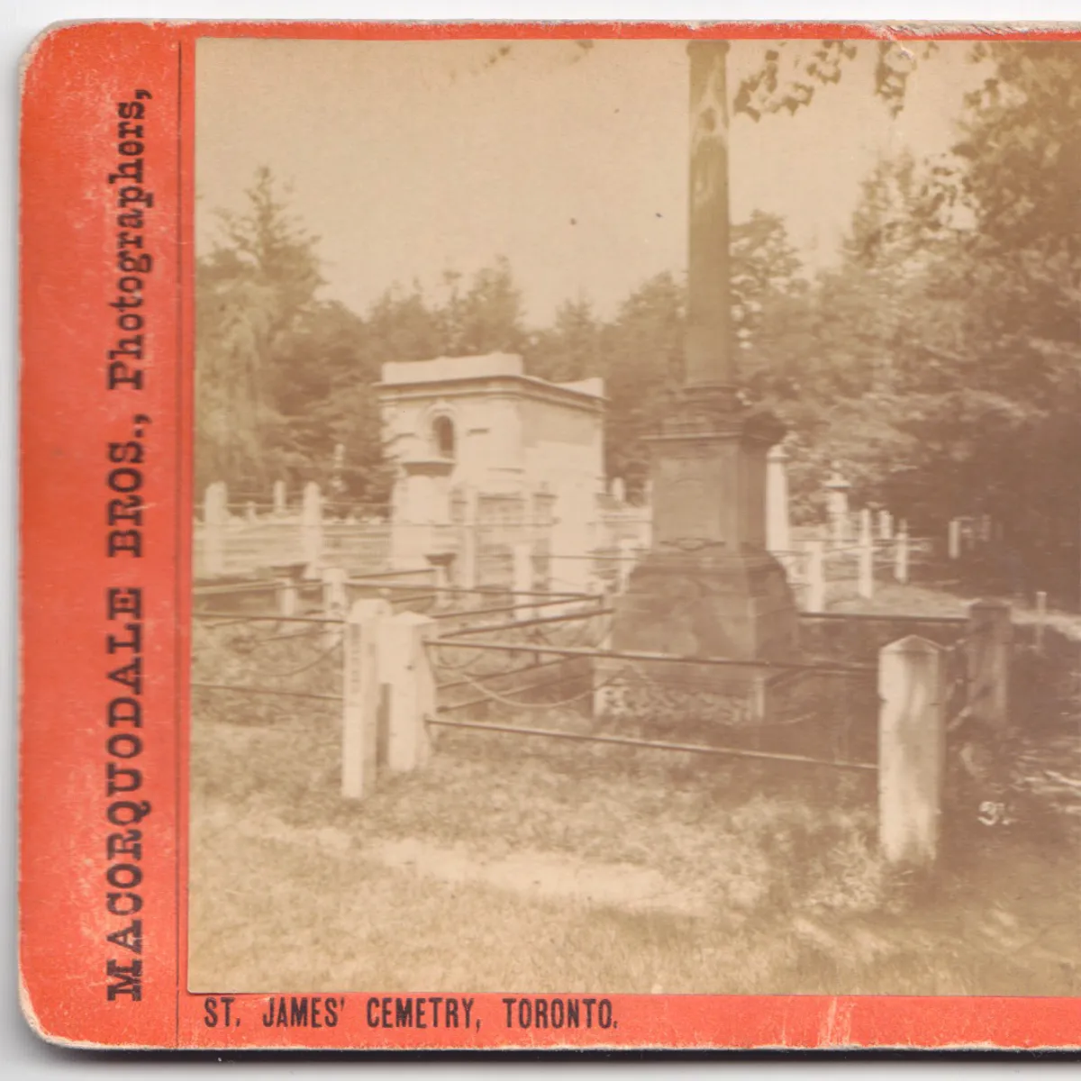 1873 Macorquodale Bros. Stereoview Photograph St. James Cemetery Toronto
