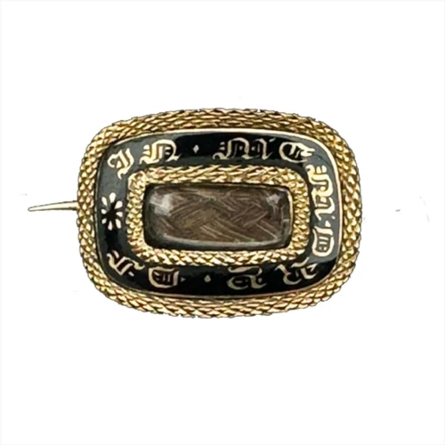 Beautifully Ornate Memento Mori Mourning Pin Victorian Hair Art