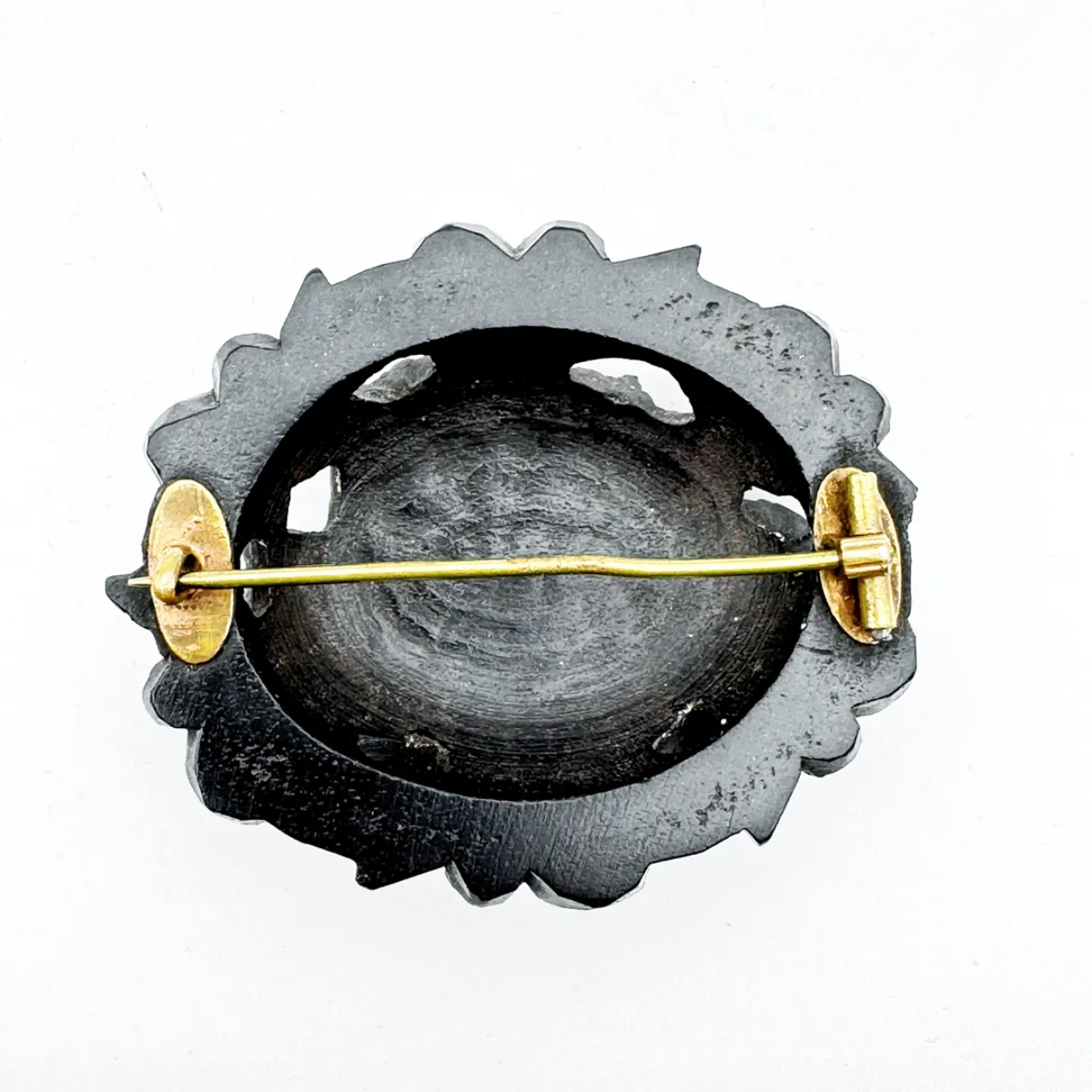 Vulcanite Memorial Mourning Brooch Irish Castle