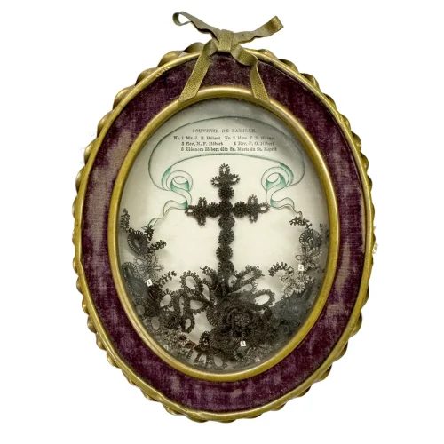 Antique Identified Family Hair Art