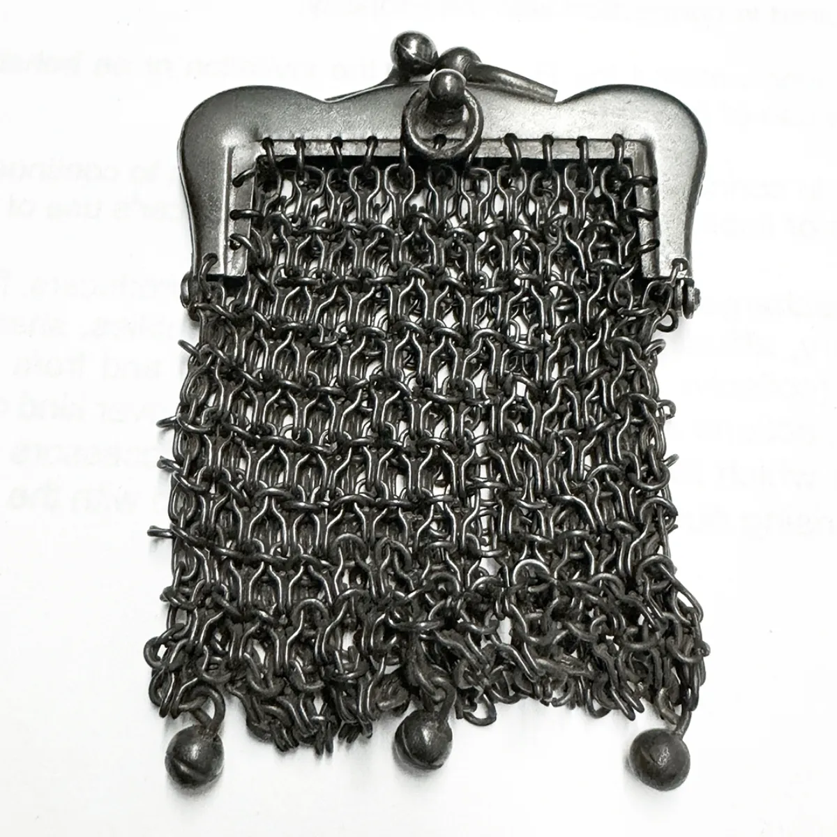 Antique French Mourning Gunmetal Mesh Coin Purse