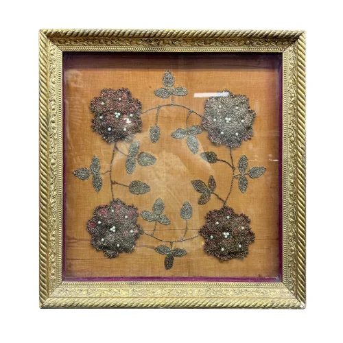 MA1861 19th Century Filigree Textile Art Shadow Box