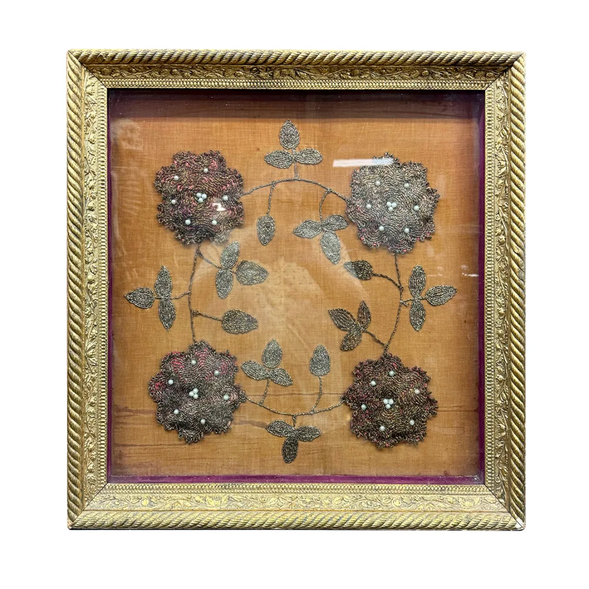 MA1861 19th Century Filigree Textile Art Shadow Box