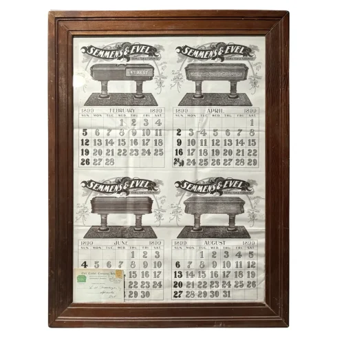 Large Framed Uncut Siemmens & Evel Undertakers of Hamilton Calendar Sheet