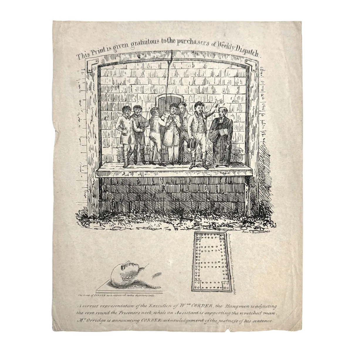 MA2011 Rare Early 19th Century William Corder Execution Engraving