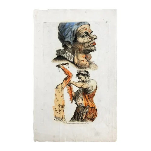 MA2021 1785 Hand Coloured Engraving Execution Torture