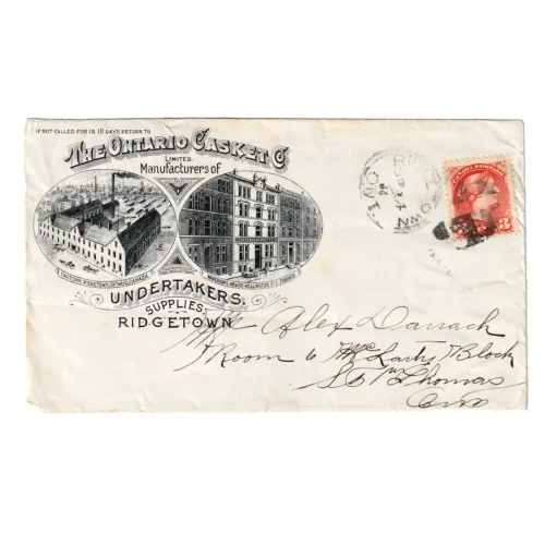 MA2031 1891 The Ontario Casket Co. Illustrated Advertising Cover