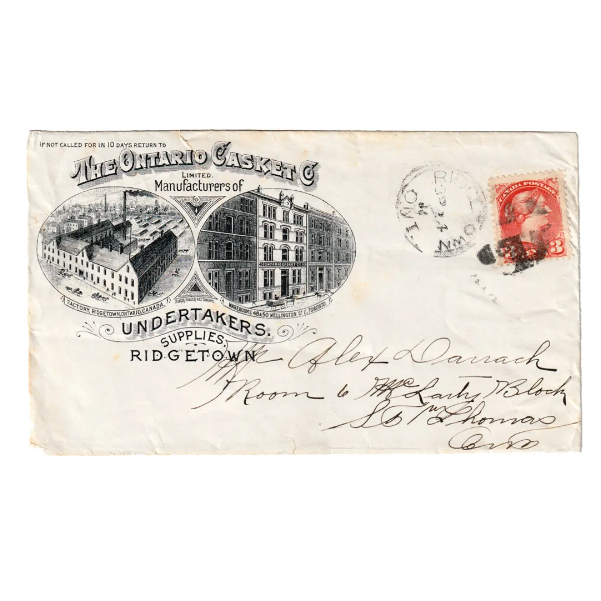 MA2031 1891 The Ontario Casket Co. Illustrated Advertising Cover