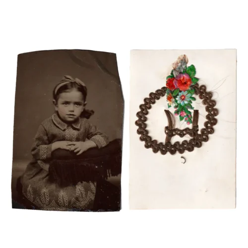 Tintype with Decorative Hair Memento Mori