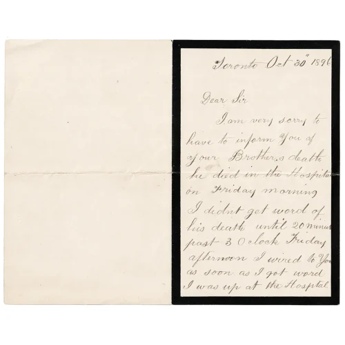 1896 ‘Death Letter’ Toronto Ontario