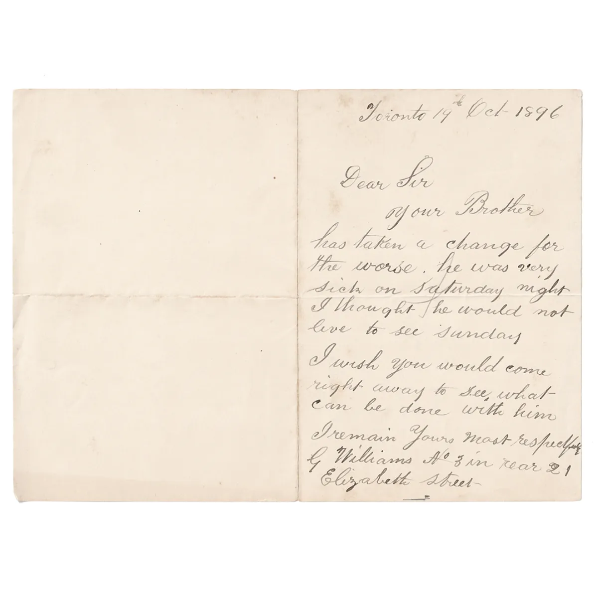 1896 ‘Death Letter’ Toronto Ontario