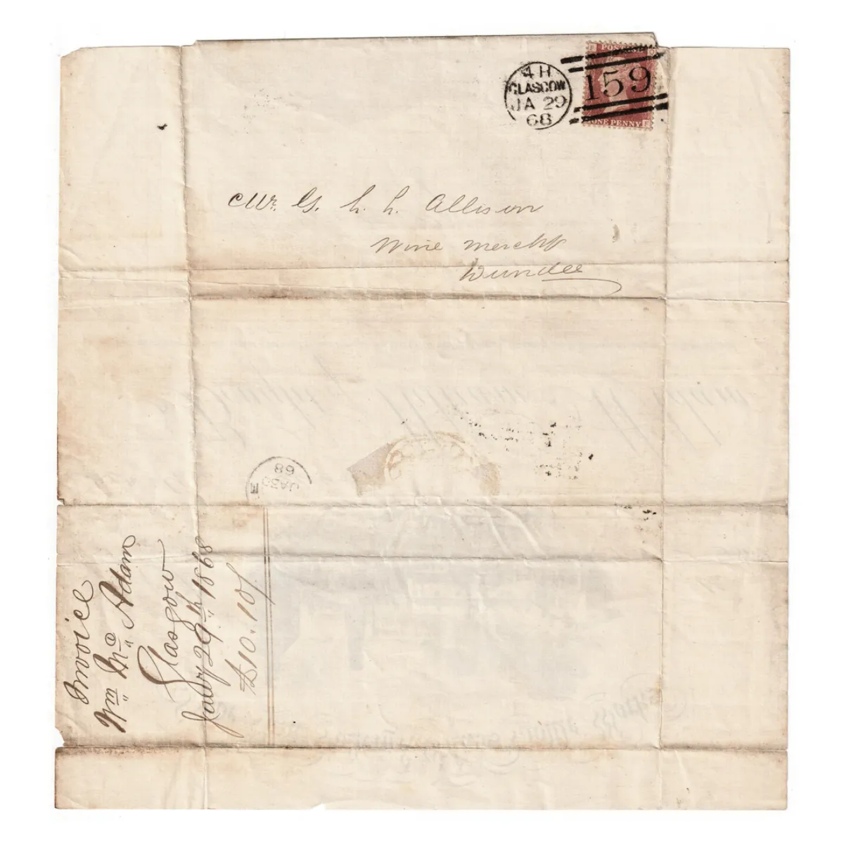 19th Century Pottery and Glass Bottle Works Illustrated Invoice