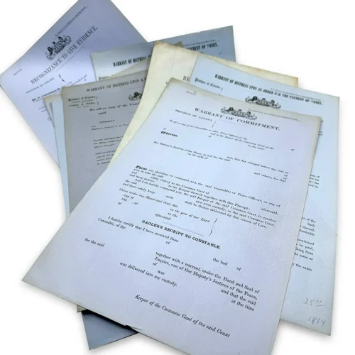 Mid 19th Century Police Documents Warrants etc