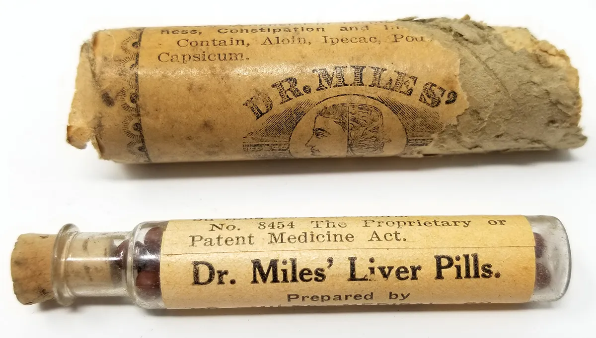 Dr. Miles Liver Pills Labelled Medicine Glass Vial