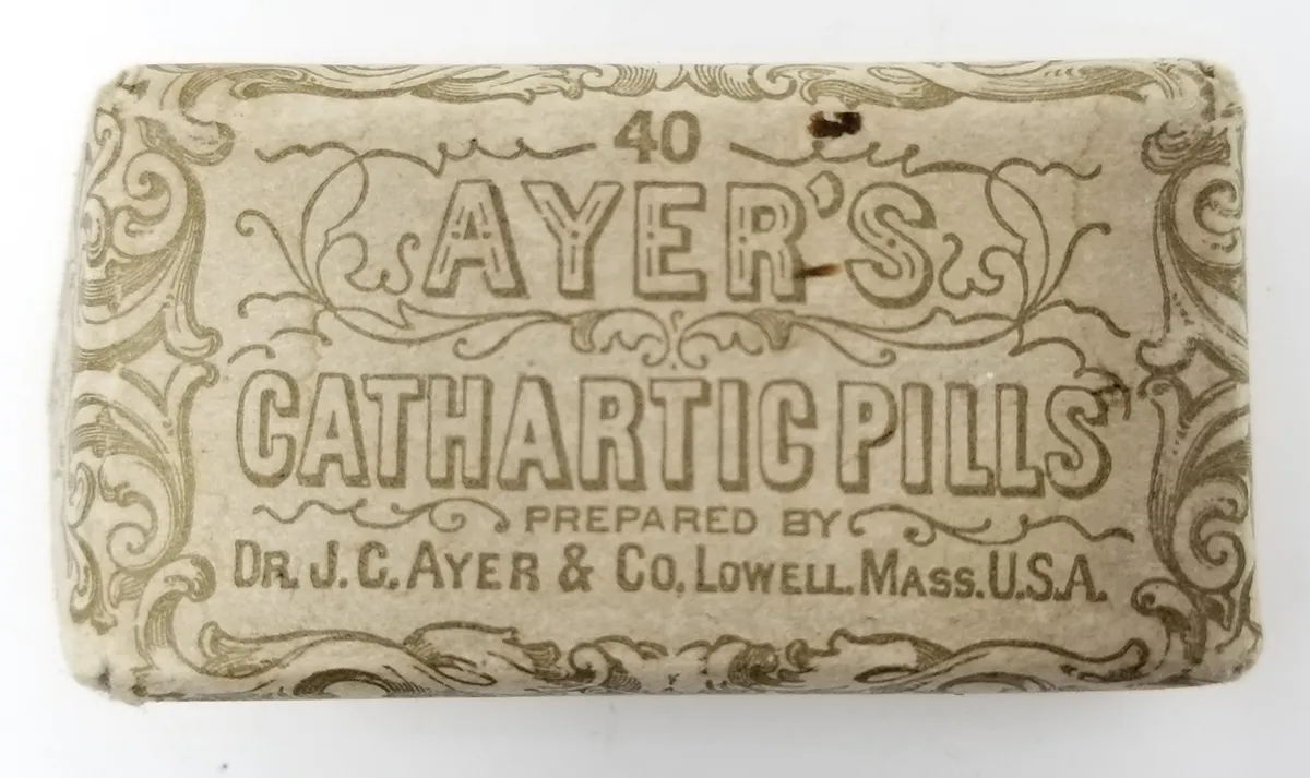 MS0105-A Ayer's Cathartic Pills Sealed Victorian Medicine