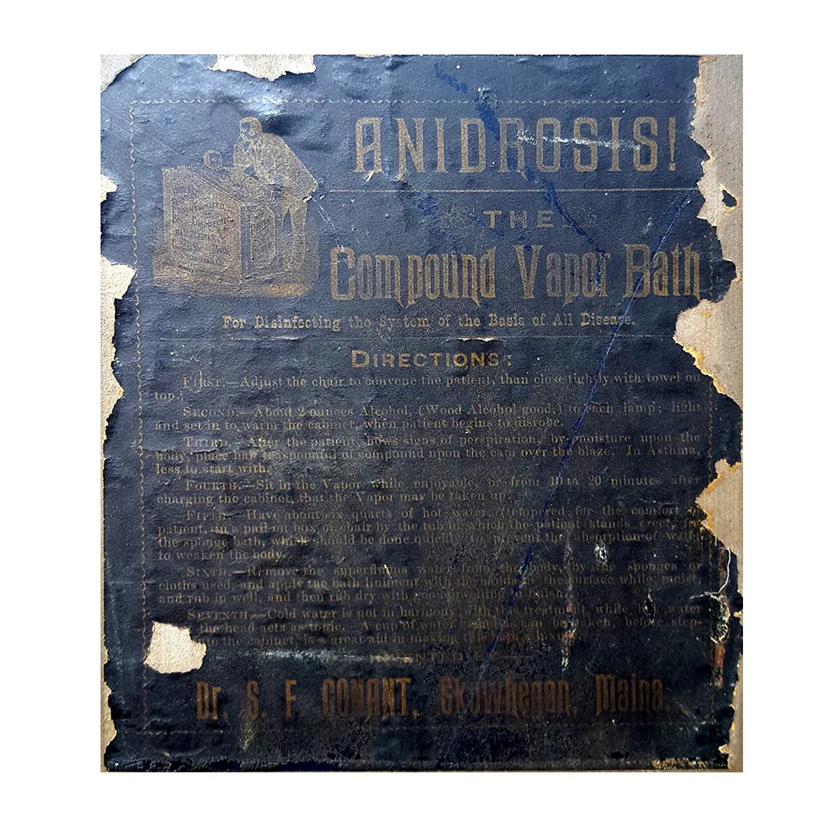 MS119H THE ANIDROSIS! The Compound Vapor Bath – Outstanding “Quack Medicine” Vapor Box