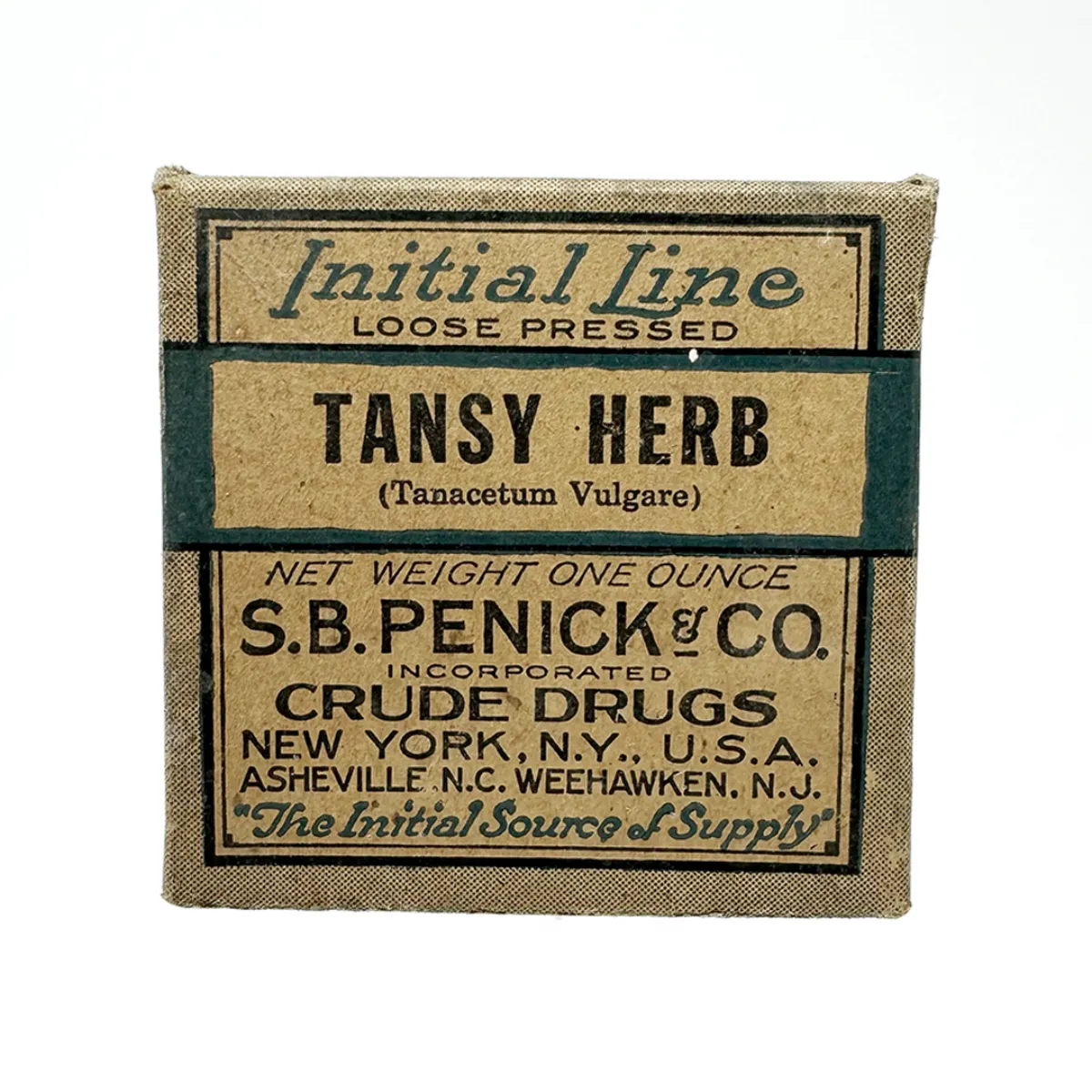 MS154 Antique Tansy Herb Medicine Box with Contents