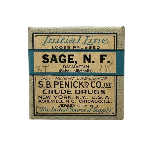 Antique Sage, N.F. Herbal Medicine Box with Contents