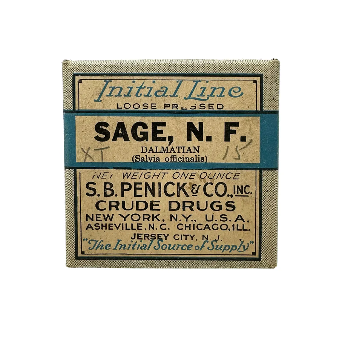 Antique Sage, N.F. Herbal Medicine Box with Contents