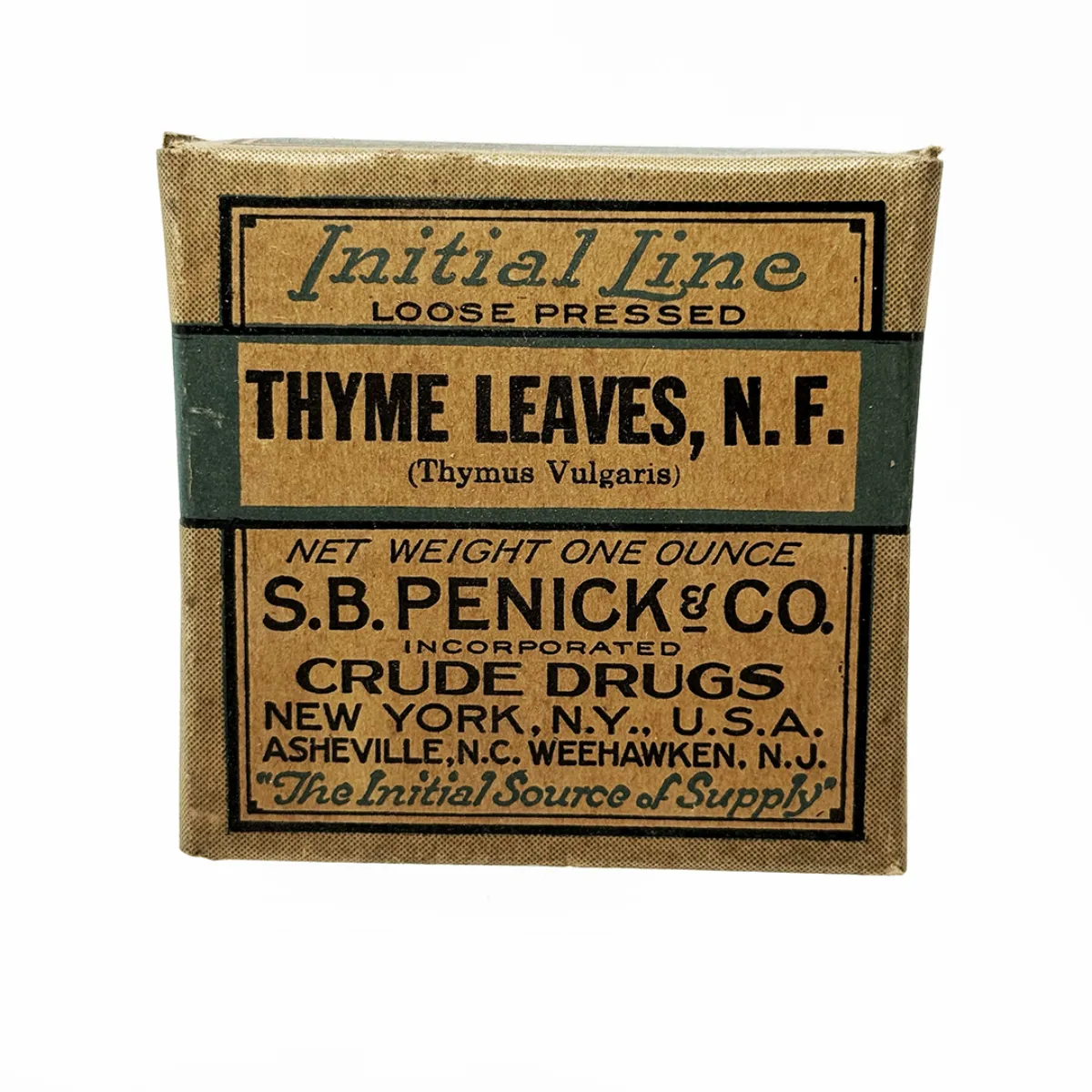 Antique Thyme Leaves Herbal Medicine Box with Contents