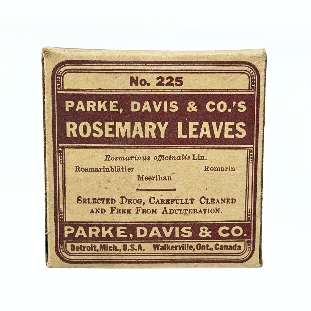 Vintage Rosemary Leaves Herbal Medicine Box with Contents