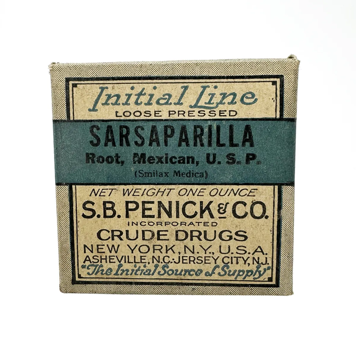Antique Sarsaparilla Herbal Medicine Box with Contents
