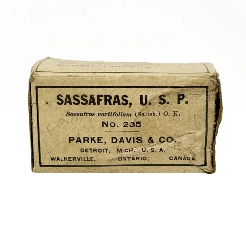 Vintage Sassafras Herbal Medicine Box with Contents