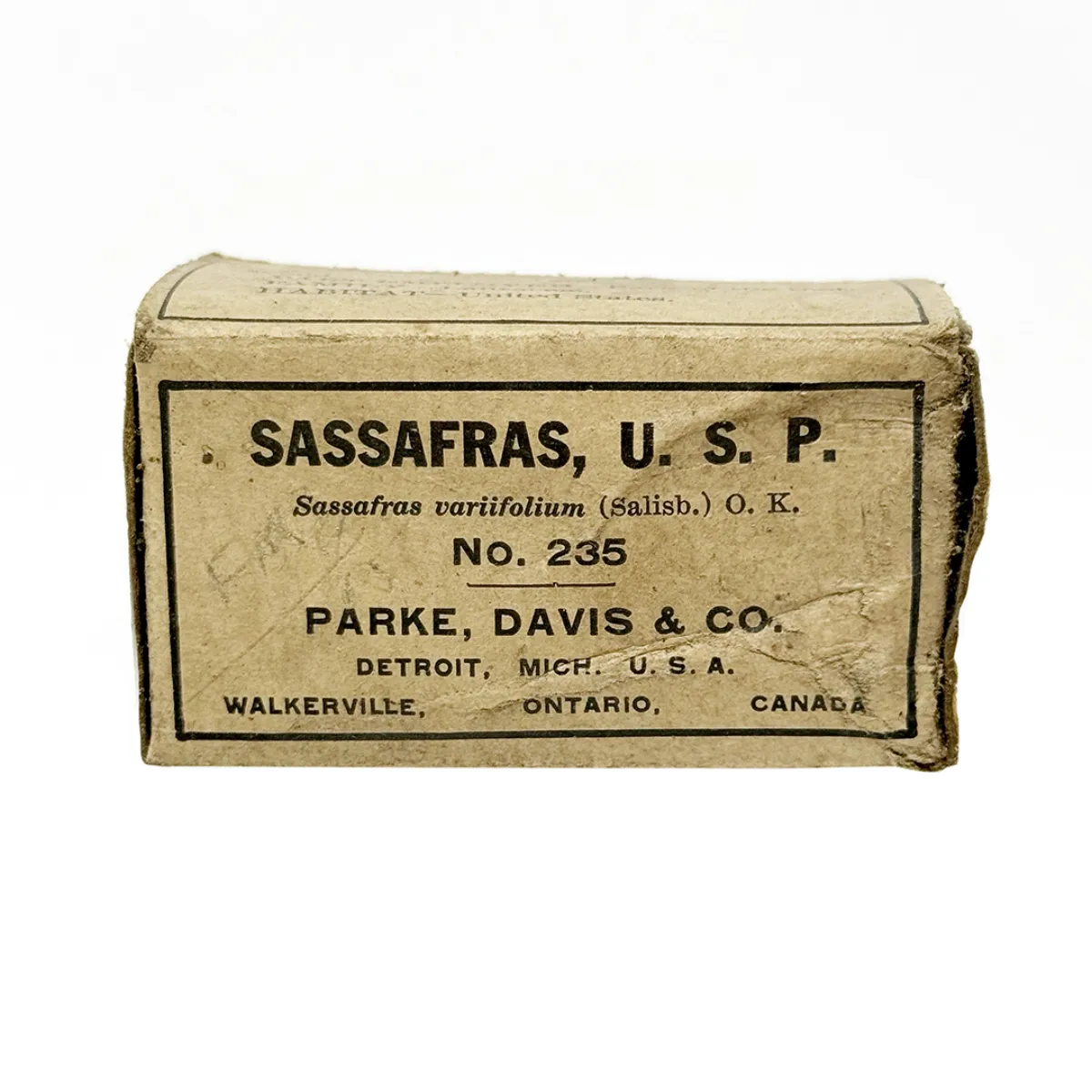 Vintage Sassafras Herbal Medicine Box with Contents