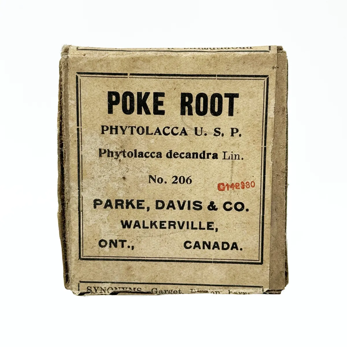 MS167 Vintage Poke Root Herbal Medicine Package with Contents