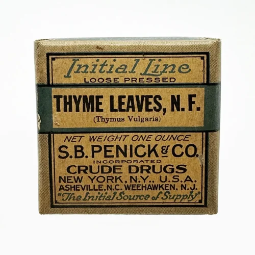Antique Thyme Leaves Herbal Medicine Box with Contents
