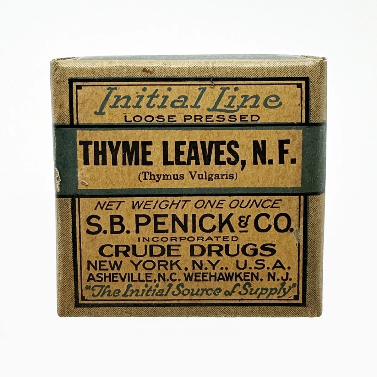 Antique Thyme Leaves Herbal Medicine Box with Contents