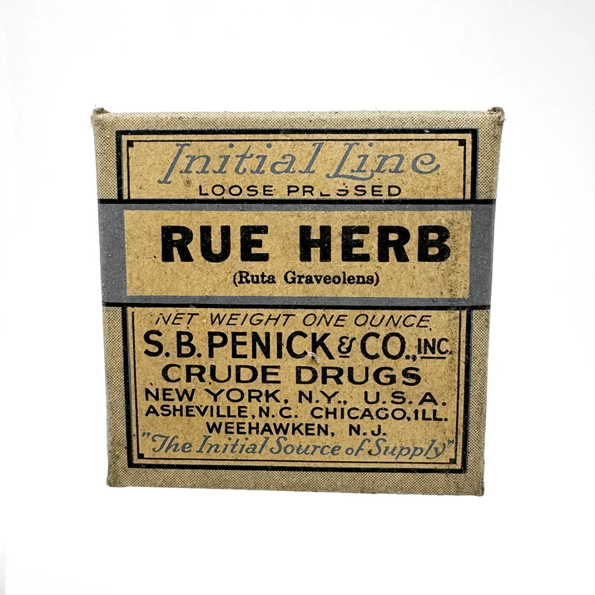Antique Rue Herb Herbal Medicine Box with Contents