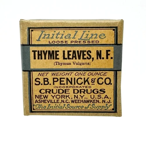 Antique Thyme Leaves Herbal Medicine Box with Contents