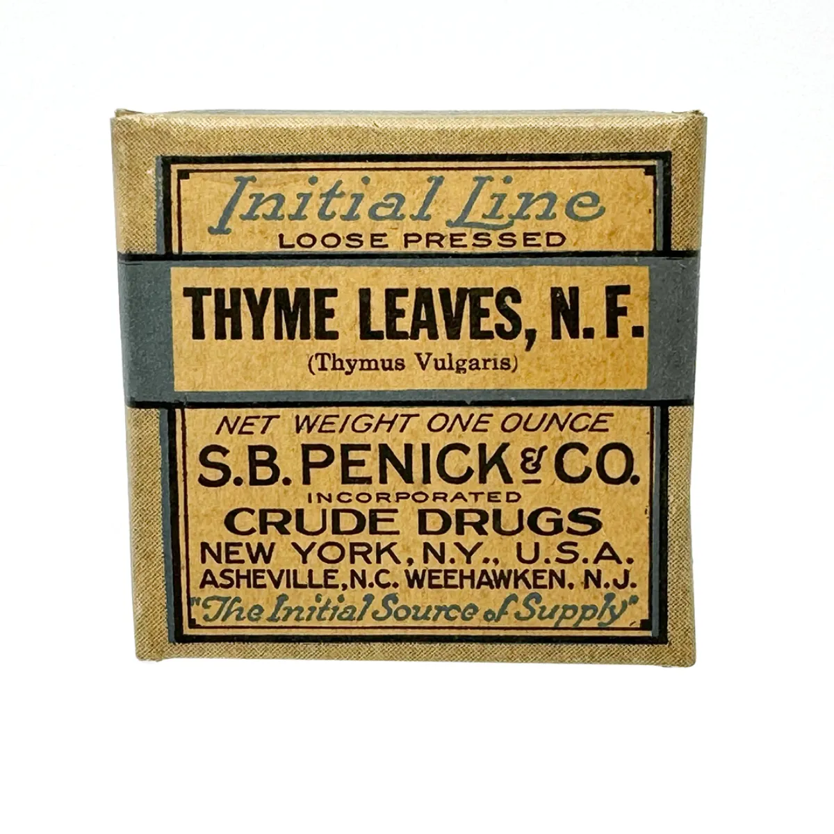 Antique Thyme Leaves Herbal Medicine Box with Contents