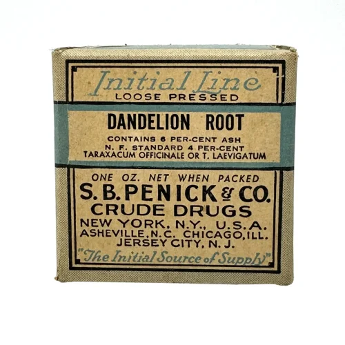 Antique Dandelion Root Herbal Medicine Box with Contents