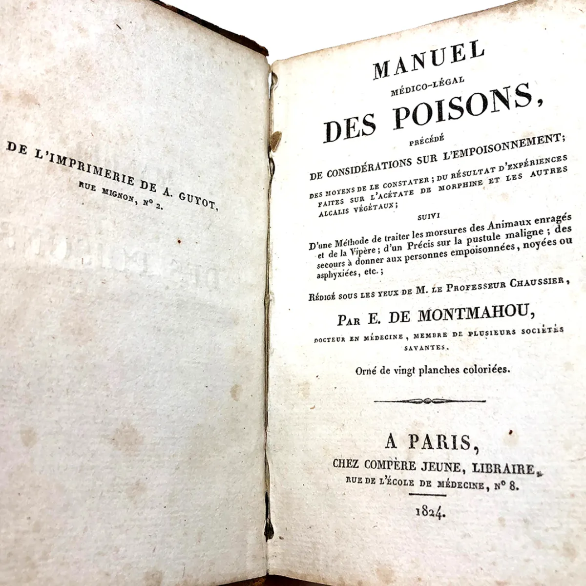 MS2293 Manuel Médico-Légal Des Poisons An 1824 Manual for Detecting and Treating Poisons