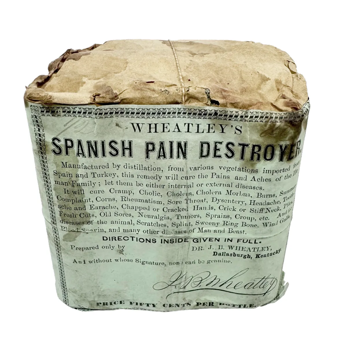 1850s Full Unopened Case Wheatley’s Spanish Pain Destroyer Old-Store-Stock