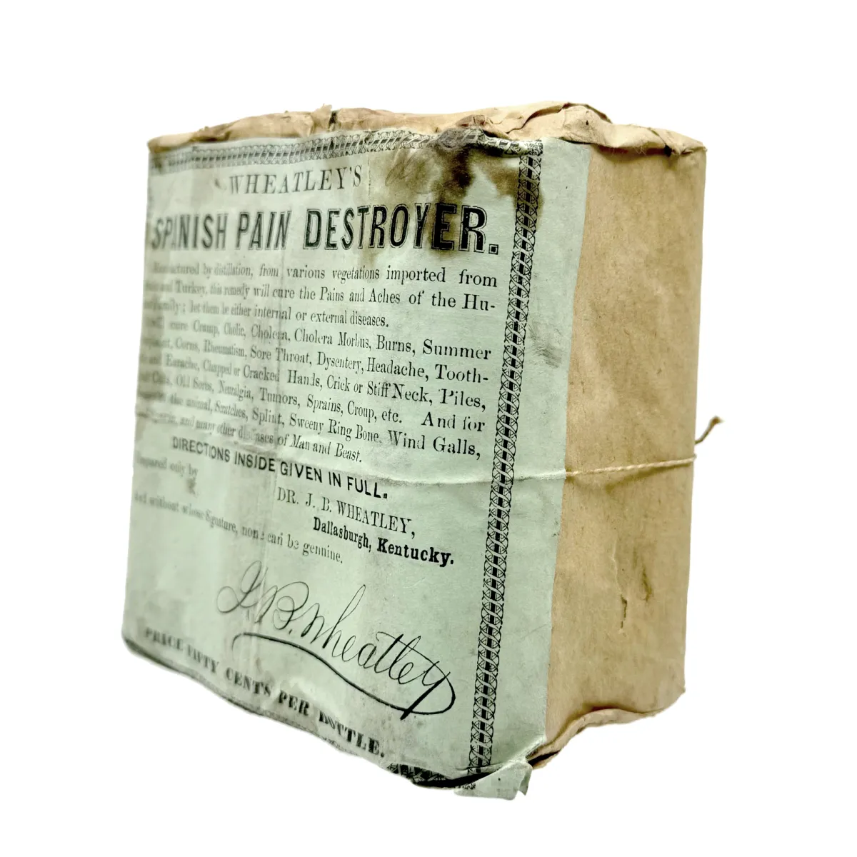 1850s Full Unopened Case Wheatley’s Spanish Pain Destroyer Old-Store-Stock