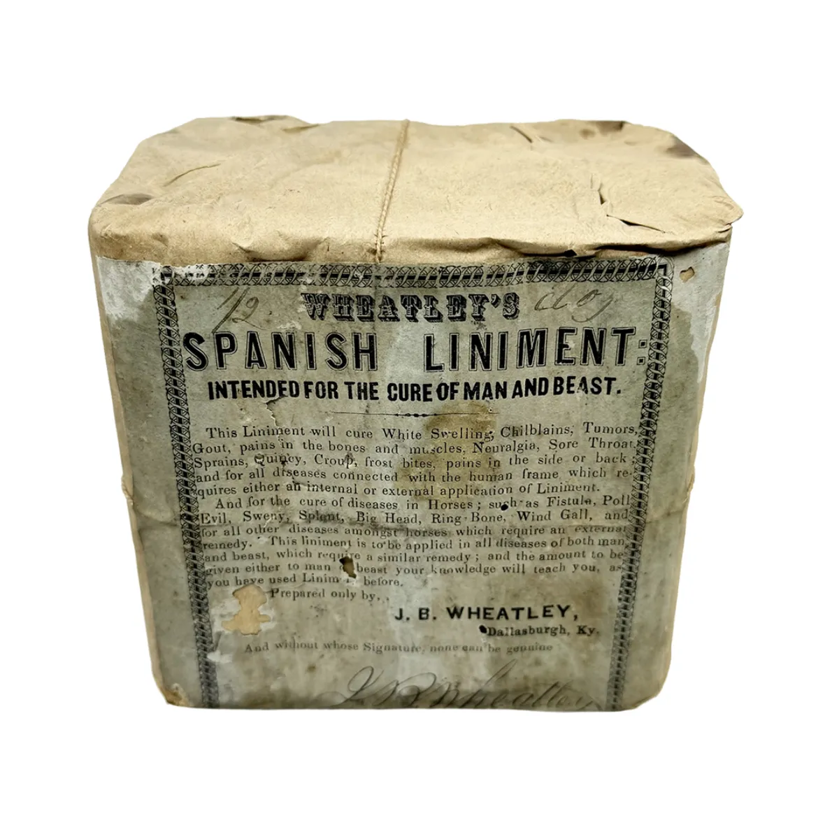MS2332 Old-Store-Stock 1850s full case Wheatley’s Spanish Liniment